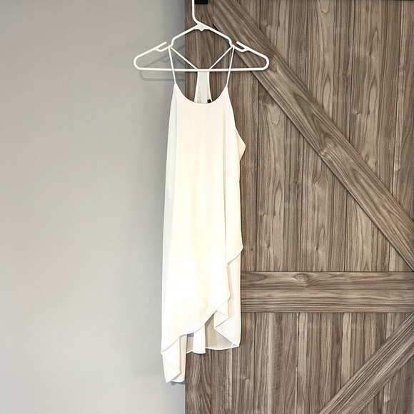 Asymmetrical gauzy white racer back dress - Picture 2 of 5